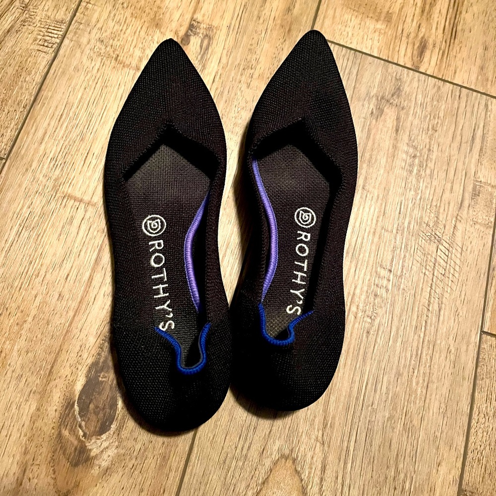 Rothy’s The Point Flats In Black Solid Size 8 - image 1